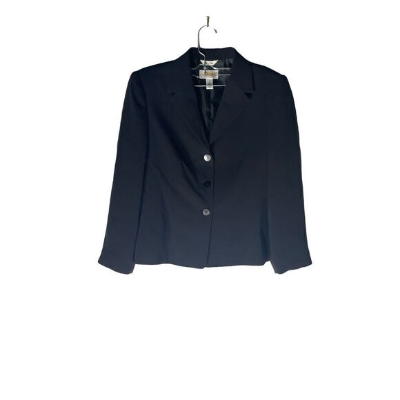 Talbots Petites Pure Silk 3 Button Black Blazer Size 4 - Picture 1 of 6